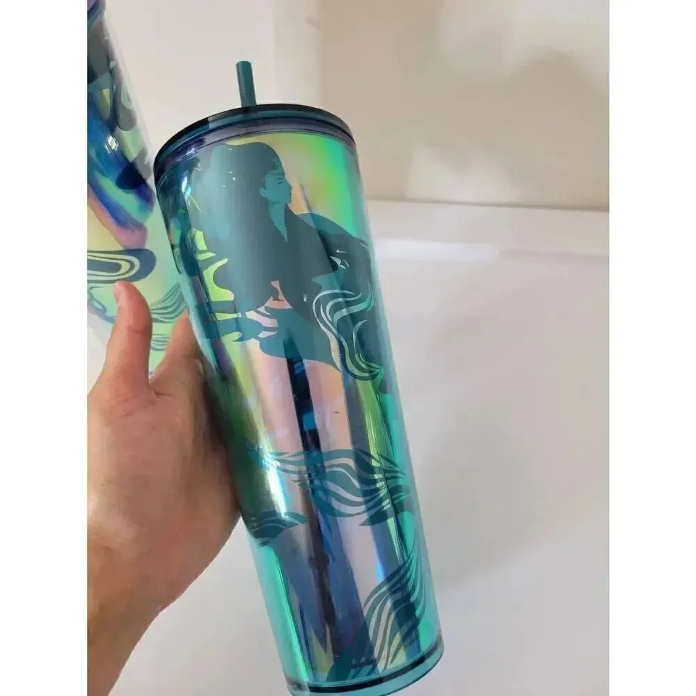 Starbucks 2023 Spring Iridescent Mermaid Tumbler Cold Cup 24oz + 16oz  NWT